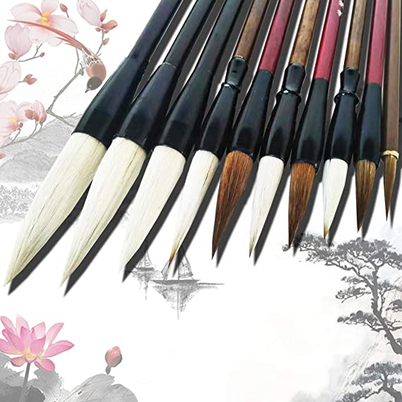 Chinese Brush Calligraphy Brush Japanese Brush Writing Painting Sumi Brushes Large Chinese Calligraphy Brush Set 10pcs