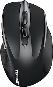 TECKNET Bluetooth Mouse, Rechargeable Bluetooth Wireless Mouse(Tri-Mode: BT 5.0/3.0 2.4G), 4800DPI Adjustable, Silent Ergonomic Wireless Mouse for Laptop PC Computer, Windows Mac OS,6 Buttons, Black