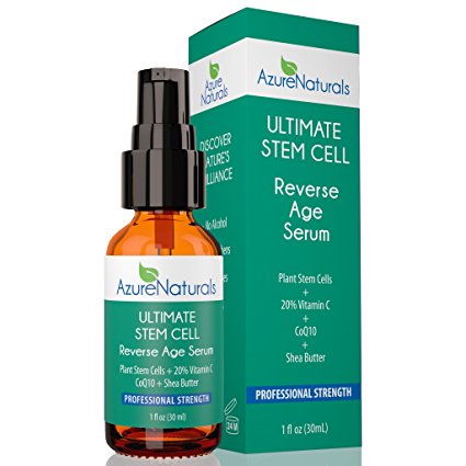 Azure Naturals - ULTIMATE STEM CELL Reverse Age Serum Plant Stem Cells + 20% Vitamin C + CoQ10 + Shea Butter