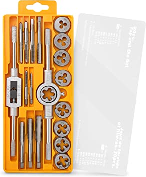 Hi-Spec 20 Piece Metric Tap and Die Set. DIY Tapered & Plug Hand Tapping, Cutting, Threading, Forming, Chasing Kit for Home DIY, The Garage & Workshop