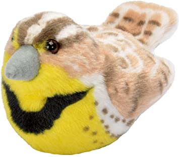 Wild Republic Audubon Birds Western Meadowlark Plush with Authentic Bird Sound, Stuffed Animal, Bird Toys for Kids and Birders