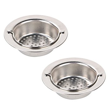 Ranphy 2PCS Kitchen Sink Strainer, Platinum Stainless Steel Sink Drain Strainer with Handle