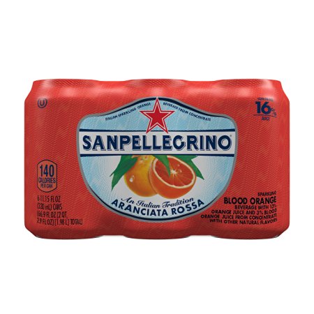 San Pellegrino Sparkling Fruit Beverages, Aranciata Rossa/Blood Orange, 11.15-ounce cans (Pack of 6)