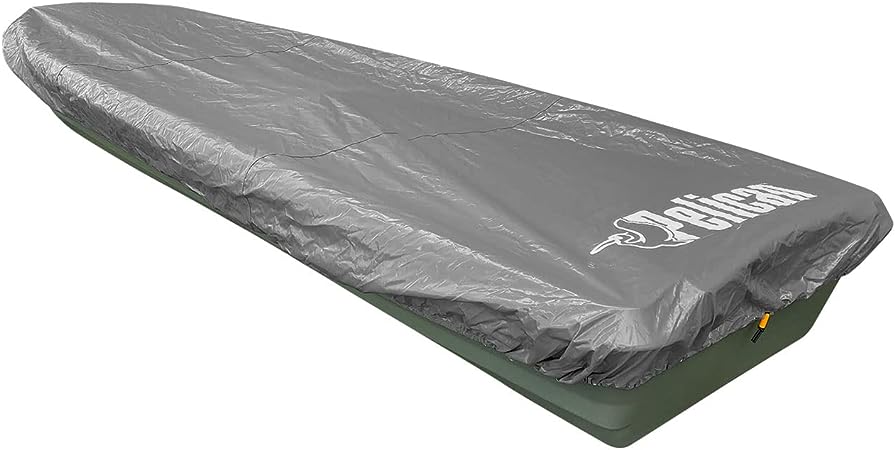 Pelican - Hull Mooring Boat Cover - Heavy Duty Waterproof UV Resistant Marine Grade Polyester - Fits 10-12 ft. Fishing Boats, Grey