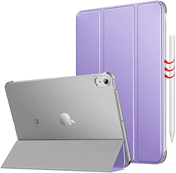 MoKo Case for iPad Air 5th Generation 2022/ iPad Air 4th Generation 2020 10.9 Inch, Trifold Stand Cover with Hard PC Back, Support Touch ID, iPad 2nd Pencil Charging, Auto Wake/Sleep,Taro Purple