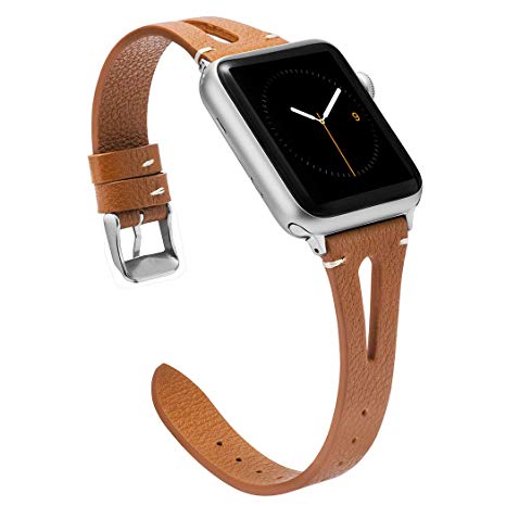 Wearlizer Leather Band Compatible with Apple Watch Band 38mm 40mm 42mm 44mm Women Men, Leather Sport Strap Wristband Bracelet Replacement Band for Apple iWatch Accessories Series 4 3 2 1