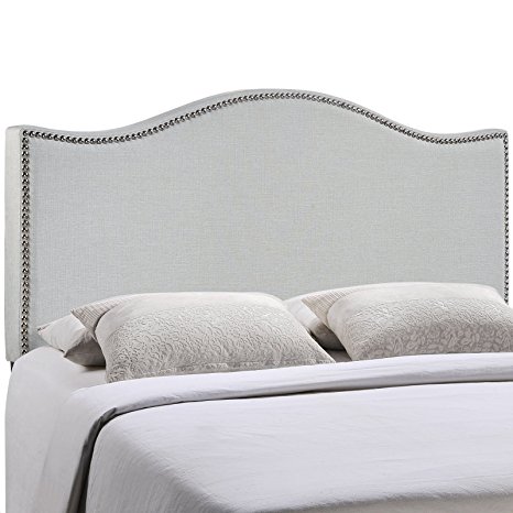 Modway Curl Upholstered Linen Headboard Full Size With Nailhead Trim and Curved Shape In Sky Gray