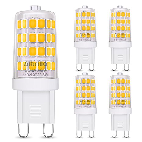 Albrillo Dimmable G9 LED Bulb, 40W Halogen Bulb Equivalent LED Light Bulbs for Chandelier, Wall Sconce, Warm White 3000K, Bi Pin, 5 Pack