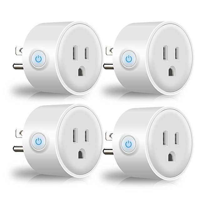Smart Plugs, Wi-Fi Enabled Mini Outlets Smart Socket No Hub Required Timing Function Control Your Electric Devices from Anywhere Works with Amazon Alexa and Google Assistant 4-Pack Amysen