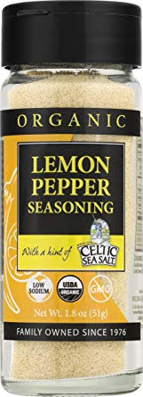 Gourmet Celtic Sea Salt Organic Lemon Pepper Seasoning Shaker – Delicious, Bold Lemon Pepper Sea Salt Adds Flavor to a Variety of Dishes, Hand Crafted and Organic, 2.2 Ounces