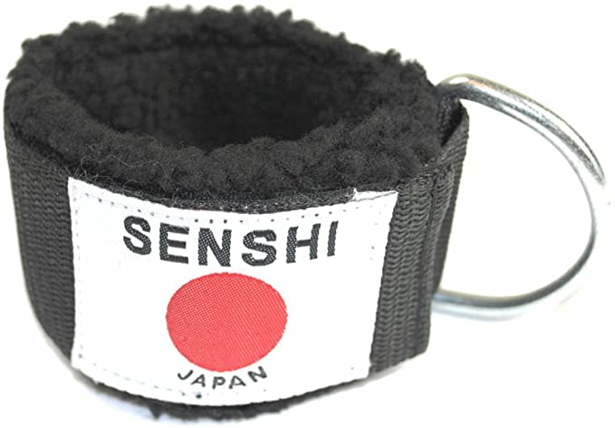 Senshi Japan Fur (Black) Weight Lifting Ankle Straps/Wrist Straps Cable Machine Attachment Pulley Multi Gym