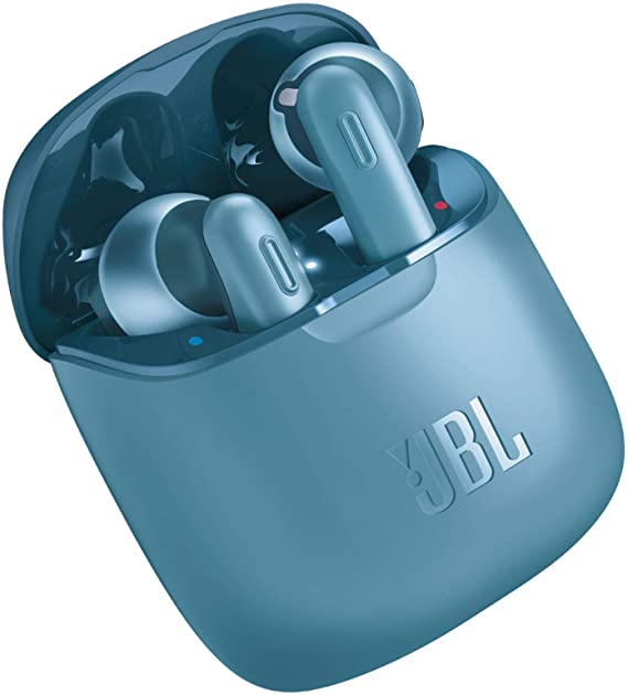 JBL TUNE 220TWS, True Wireless Bluetooth Earbuds with Mic, 19 Hours Total Battery Life, Hands Free Calling, Speed Charging with Charging Case, Blue