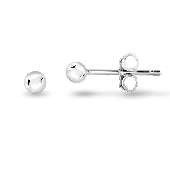 SPOIL CUPID Rhodium Plated 925 Sterling Silver Mini Bead Ball Stud Earrings Available in Size 3 to 7mm