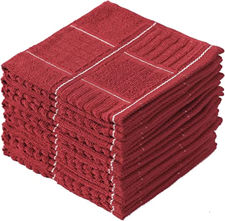 Glynniss Kitchen Dish Cloths for Washing Dishes, Cotton Dish Rags for Drying Cleaning, Pack of 8 Dishcloths (red, 12x12 inches)