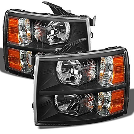 Chevy Silverado OE Replacement Black Bezel Headlights Driver/Passenger Head Lamps Pair New