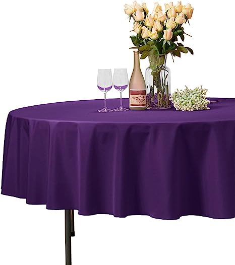 VEEYOO 70" Inch Round Tablecloth Polyester Circular Wrinkle Free Table Cloth – Solid Soft Dinner Table Cover for Buffet Table, Wedding, Parties and Dinner (Purple Table Cloths)