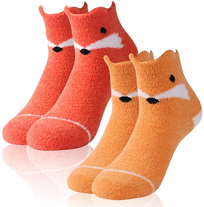 Womens Slipper Socks,Vive Bears Silky Fuzzy Cozy Cartoon Animal Anti Slip Winter Crew Socks