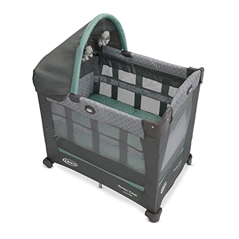 Graco Travel Lite Crib | Travel Crib Converts from Bassinet to Playard, Manor