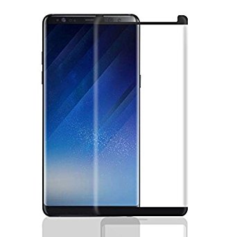 EiZiTEK EcoLight Series 0.33mm Premium Quality Samsung Galaxy Note 8 [ Note8 Phone 2017 ] Case Friendly Curved Tempered Glass Screen Protector . (Note 8 Case Compatible Black : Narrow Without Border)