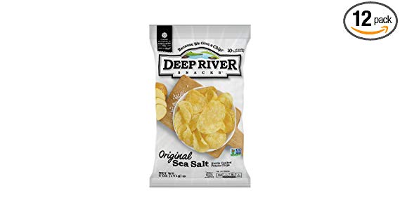 Deep River Snacks 50% Reduced Fat Kettle Potato Chips, Sea Salt, 5-Ounce (Pack of 12), Gluten Free