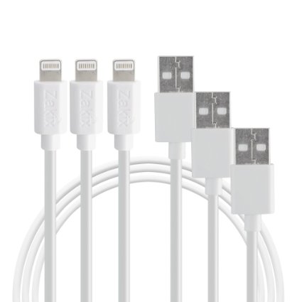 3Pcs High Quality 3ft1m 8 Pin ZakixTM USB Charge and Sync Cable for iPhone 66s iPhone 66s Plus 5s 5c 5 iPad Air Air2 mini mini2 mini3 iPad 4th gen iPod touch 5th gen and iPod nano 7th gen White - w 18 months Manufacturer Warranty