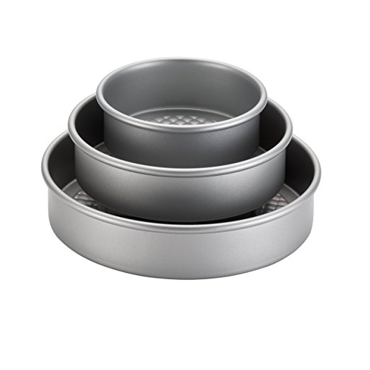 Cake Boss Professional Nonstick Bakeware 3-Piece Round Cake Pan Set, Silver