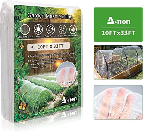 Garden Netting, 10Ft x33Ft Mosquito Insect Net Barrier Plant Cover, Birds Animals Mesh Netting for Protect Vegetable Plants Fruits Flowers Crops