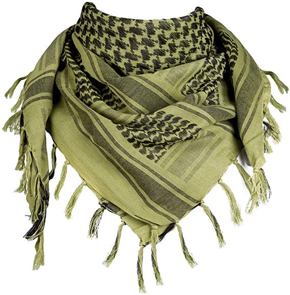 FREE SOLDIER 100% Cotton Scarf Military Shemagh Tactical Desert Keffiyeh Head Neck Scarf Arab Wrap with Tassel 43x43 inches