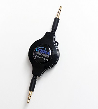 Tera Grand - Premium Retractable 3.5mm Male to Male Stereo Cable, Extends to 4 Feet Aux Audio for Car / Speakers