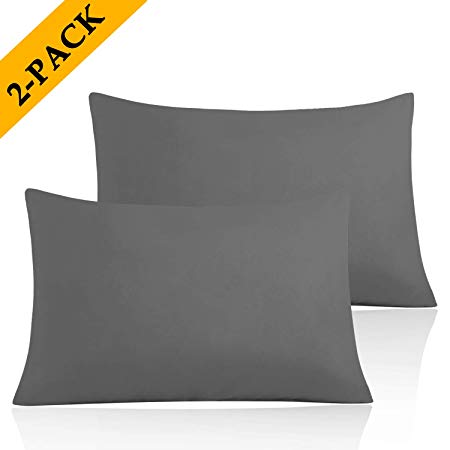 Allo Pillow Cases, 100% Brushed Microfiber, Soft Breathable, Fade, Hypoallergenic Stain Resistant - 2 Pack (Gray, King)