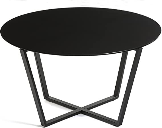 Mango Steam Metro Glass Coffee Table - Black Top/Black Base