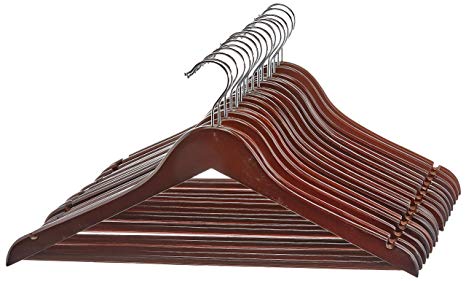 AmazonBasics Wood Suit Hangers - 16 Pack, Cherry