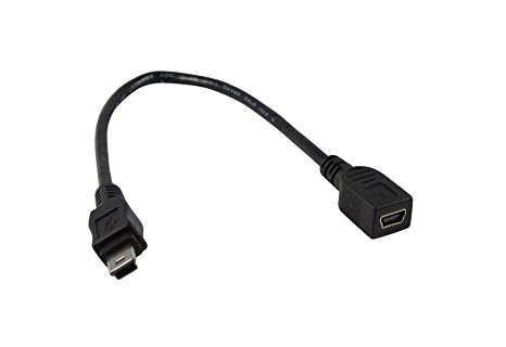 YCS Basics Black 6 Inch USB 2.0 USB Mini B Male to USB Mini B Female Cable