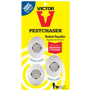 Victor Mini M753SN Ultrasonic Rodent Repeller with Nightlight, 3-Pack (Not available in HI, NM, PR)