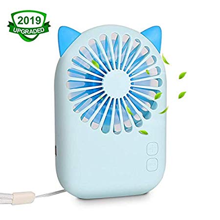 Mini Portable Rechargeable USB Fan - ANDSF [2019 Upgraded Version] Powerful USB Fan Speed Adjustable for Kids Girls Woman Home Office Outdoor Trave