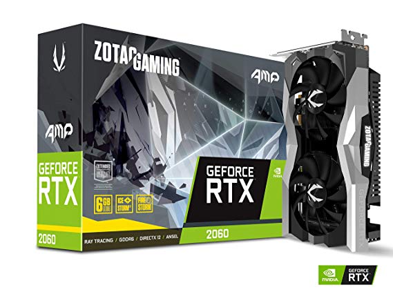 ZOTAC Gaming GeForce RTX 2060 AMP 6GB GDDR6 192-bit Gaming Graphics Card, Super Compact, IceStorm 2.0, ZT-T20600D-10M