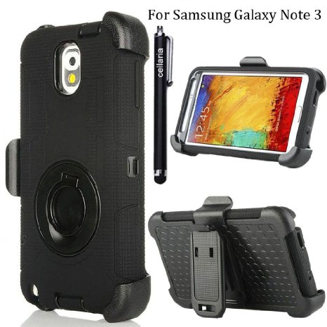 Note 3 case Galaxy Note 3 Case Cellaria Holster Pro X - ShockproofDrop ProtectionKickstand Hybrid Armor Defender Case Cover with Stand  Belt Clip Holster For Samsung Galaxy Note 3 Black