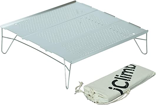 iClimb Mini Solo Folding Table Ultralight Compact for Backpacking Camping Hiking Beach Picnic (Silver - L)