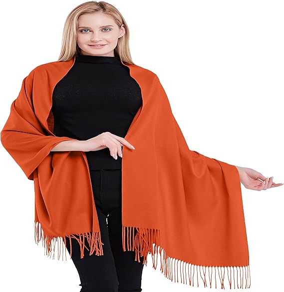 CJ Apparel Persimmon Orange Thick Solid colour Cotton Blend Shawl Seconds Scarf Wrap Stole Throw Head Wrap Face Cover Pashmina NEW