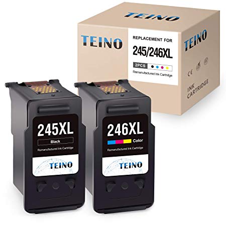 TEINO Re-Manufactured Ink Cartridge Replacement for Canon 245XL 246XL PG-245XL CL-246XL PG-243 Use with Canon PIXMA MG2520 MG2920 MG2922 MG2420 MG2522 TS3120 MG3022 MX490 MX492 (1 Black, 1 Tri-Color)