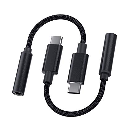 USB C 3.5mm Adapter Type C Audio Jack Adapter USB C to Headphone Jack Compatible with Huawei P20 Pro/Mate 10 Pro/Mate 20 Pro, Motorola Moto Z/Z Force, OnePlus 6T, Xiaomi Mi 8/Mix 2 [2 Pack]