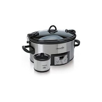 Crock Pot Quart Cook & Carry Slow Cooker with 16-Ounce Little Dipper Warmer - Stainless Steel, SCCPVL619-S 6-