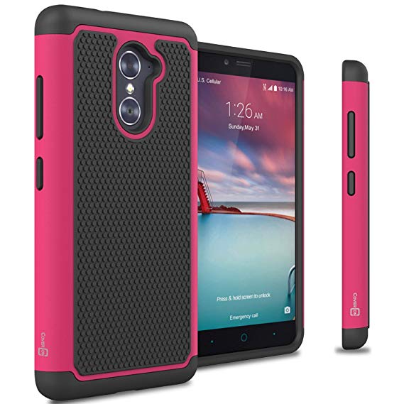 ZTE Grand X Max 2 Case, ZTE Max Duo LTE Case, CoverON [HexaGuard Series] Slim Hybrid Hard Phone Cover Case for ZTE Grand X Max 2 / Max Duo LTE - Hot Pink