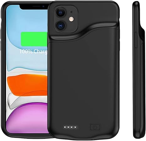 AFTRYOUGO Battery Case for iPhone 11 (6.1 in) - Ultra Slim Extended Charging Protective Portable 7000mAh Backup Rechargeable Case - Black