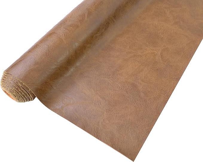 1 Yards 54" x 36" Brown Faux Leather Fabric Distressed Crazy Horse Soft Fake Leather Fabric by The Yard Brown Upholstery Vinyl for Sofa Bags Chairs Car Seats DIY Crafts
