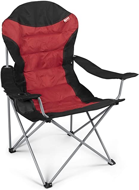 Kampa XL High Back Durable Compact Folding Camp Chair - Portable Chair with Cup Holder Perfect for Camping, Festivals, Garden, Caravan Trips, Fishing, Beach and BBQs (Ember Red)