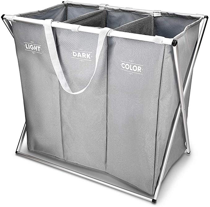 Navaris 3-in-1 Collapsible Laundry Hamper - Heavy Duty Laundry Basket with Mesh Lining to Eliminate Dirty Clothes Odor w/Handle for Transport