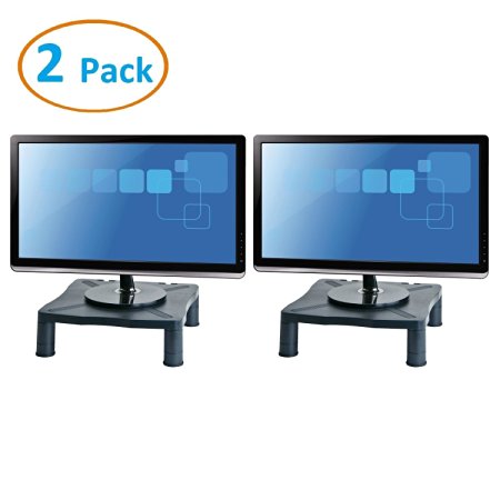 TsirTech Height Adjustable Monitor Stand - Printer Stand - Desk Shelf - Monitor Riser For Screens Up To 24" (24 Inches) - 2 Pack