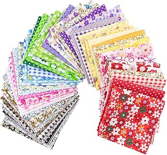 Foraineam 300Pcs 4" x 4" (10cm x 10cm) 60 Designs Assorted Cotton Craft Fabric Bundle Printed Patchwork Squares for DIY Sewing Quilting Scrapbooking