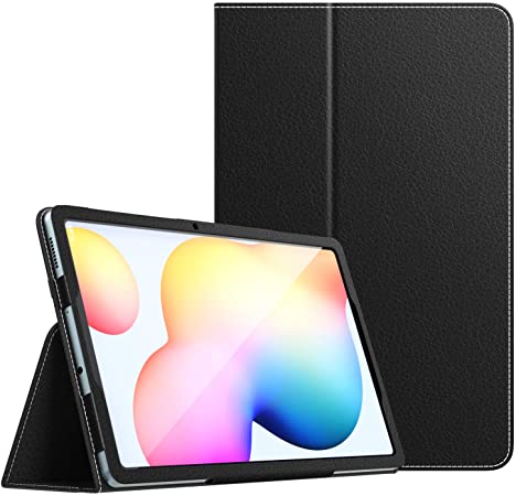 MoKo Case Compatible with Galaxy Tab S6 Lite 2020, Slim PU Tablet Shell Cover Stand Case with Auto-Wake S-Pen Holder Fit Samsung Galaxy Tab S6 Lite 10.4 2020 SM-P610/P615 ONLY - Black